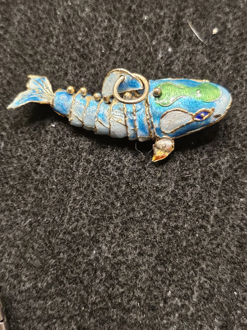 Blue and Green Enamel Fish Accent for Aquarium Decor